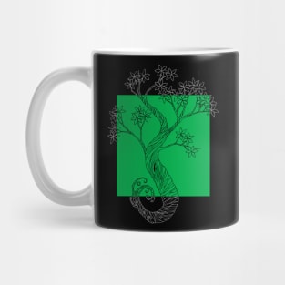 Green Square Ink Tree Mug